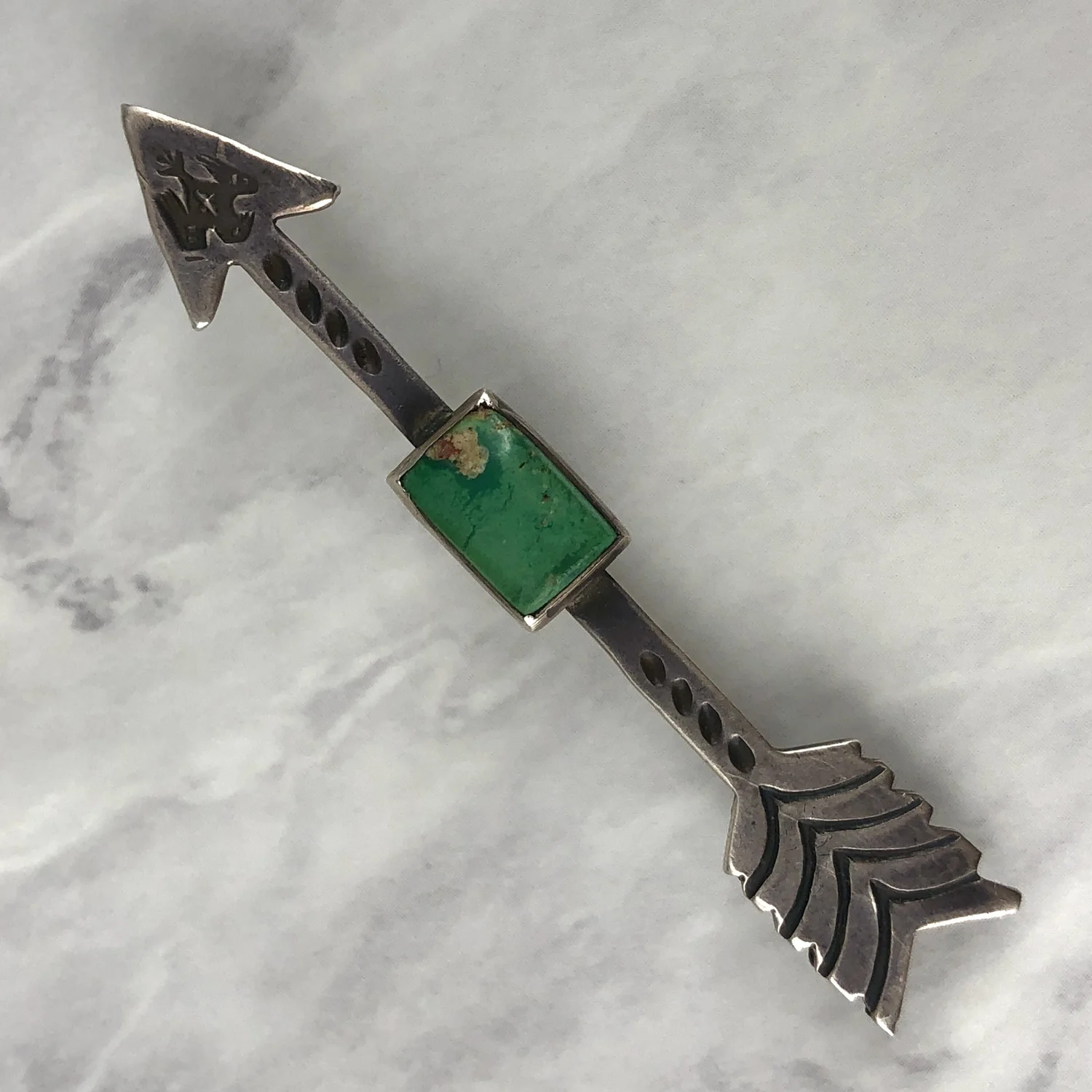 Fred Harvey Era Navajo Turquoise Thunderbird Silver Arrow